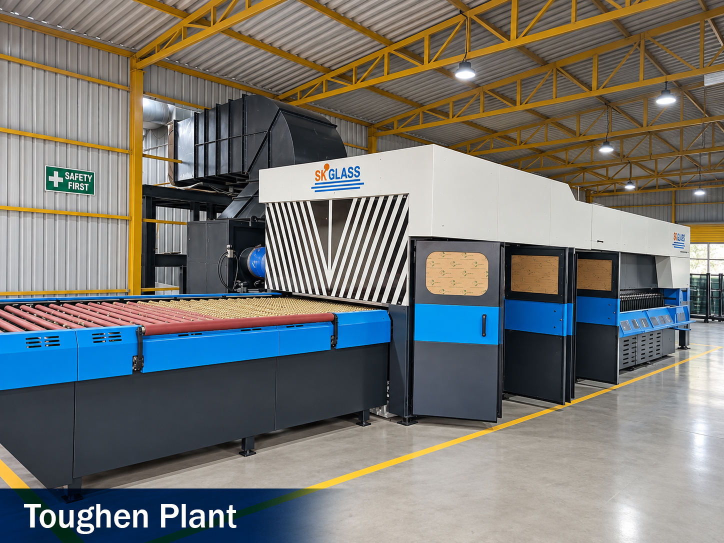 Toughened glass sheets stacked at Classic Tuff facility